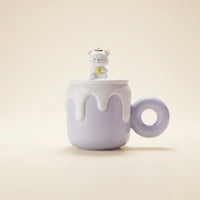 Bear Drip Mug with Silicone Lid & Bear Spoon - Pastel Lavender