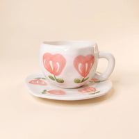 Tulip Hearts Cup with Plate 🌷💕