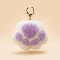 Fluffy Paw Keychain Charm - White Lavender