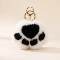 Fluffy Paw Keychain Charm - White Black