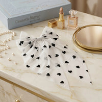 Heart Ribbon Bow - White Heart