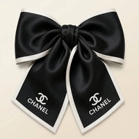 Luxury Satin Bow Hair Clip - Black