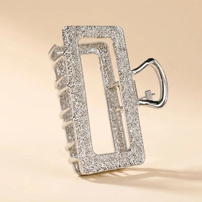 Metal Rectangle Hair Clip - Silver