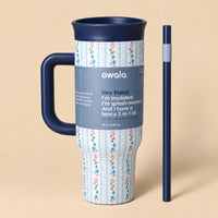 Owala Flora 1185 mL Insulated Tumbler 🩵 – Blue Blossom