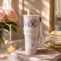 Vogue Floral Tumbler – Cloud White 🤍