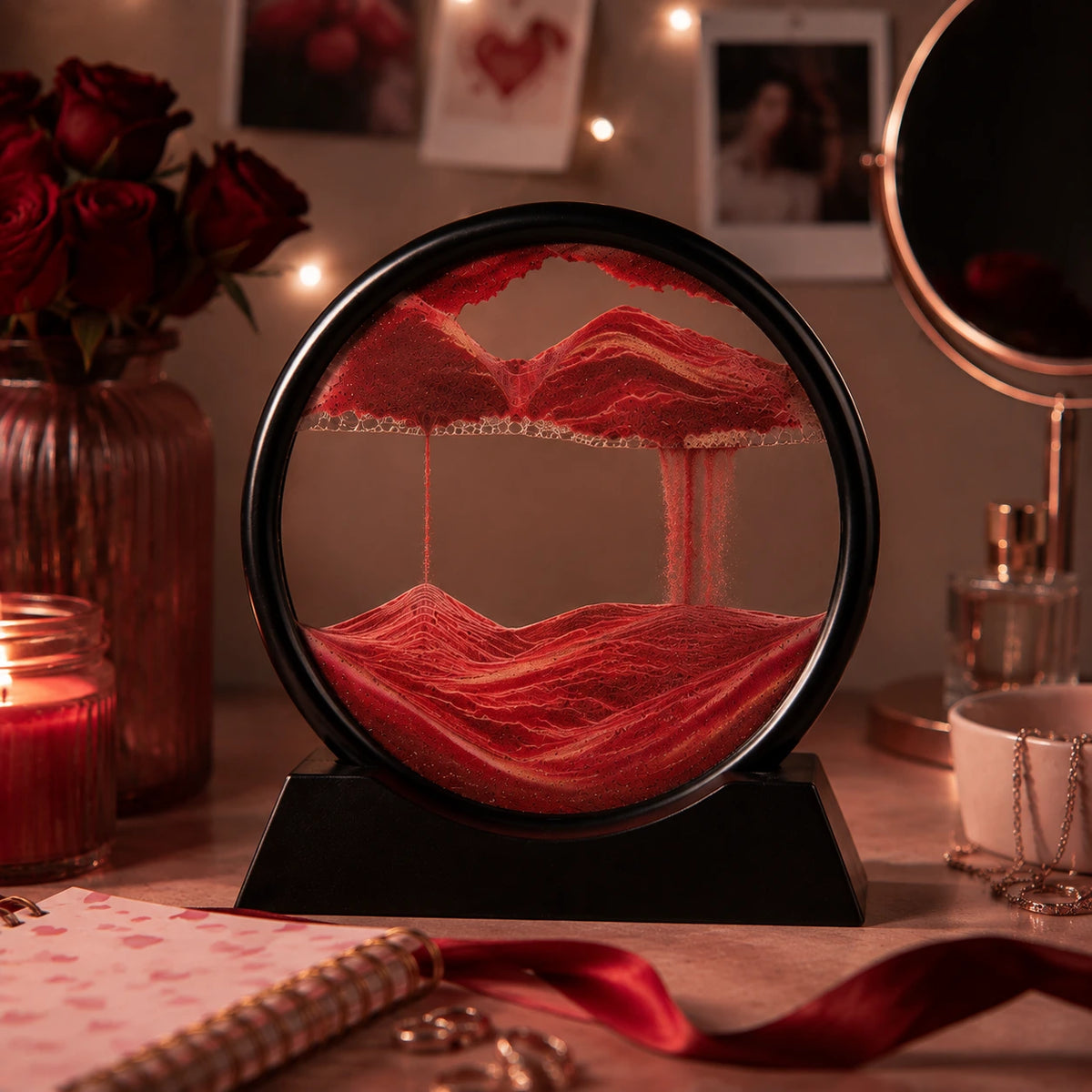 Moving Sand Art Decor – Red ❤️