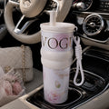 Vogue Floral Tumbler – Cloud White 🤍