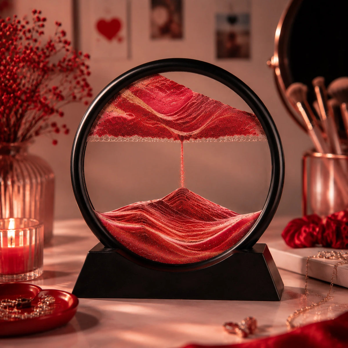 Moving Sand Art Decor – Red ❤️
