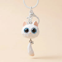 3D Cat Tail Keychain Charm - White