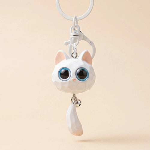 3D Cat Tail Keychain Charm - White