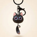 3D Cat Tail Keychain Charm - Black