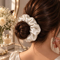 Crystal Satin Scrunchie -White
