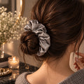 Crystal Satin Scrunchie - gray
