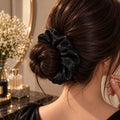 Crystal Satin Scrunchie - Black