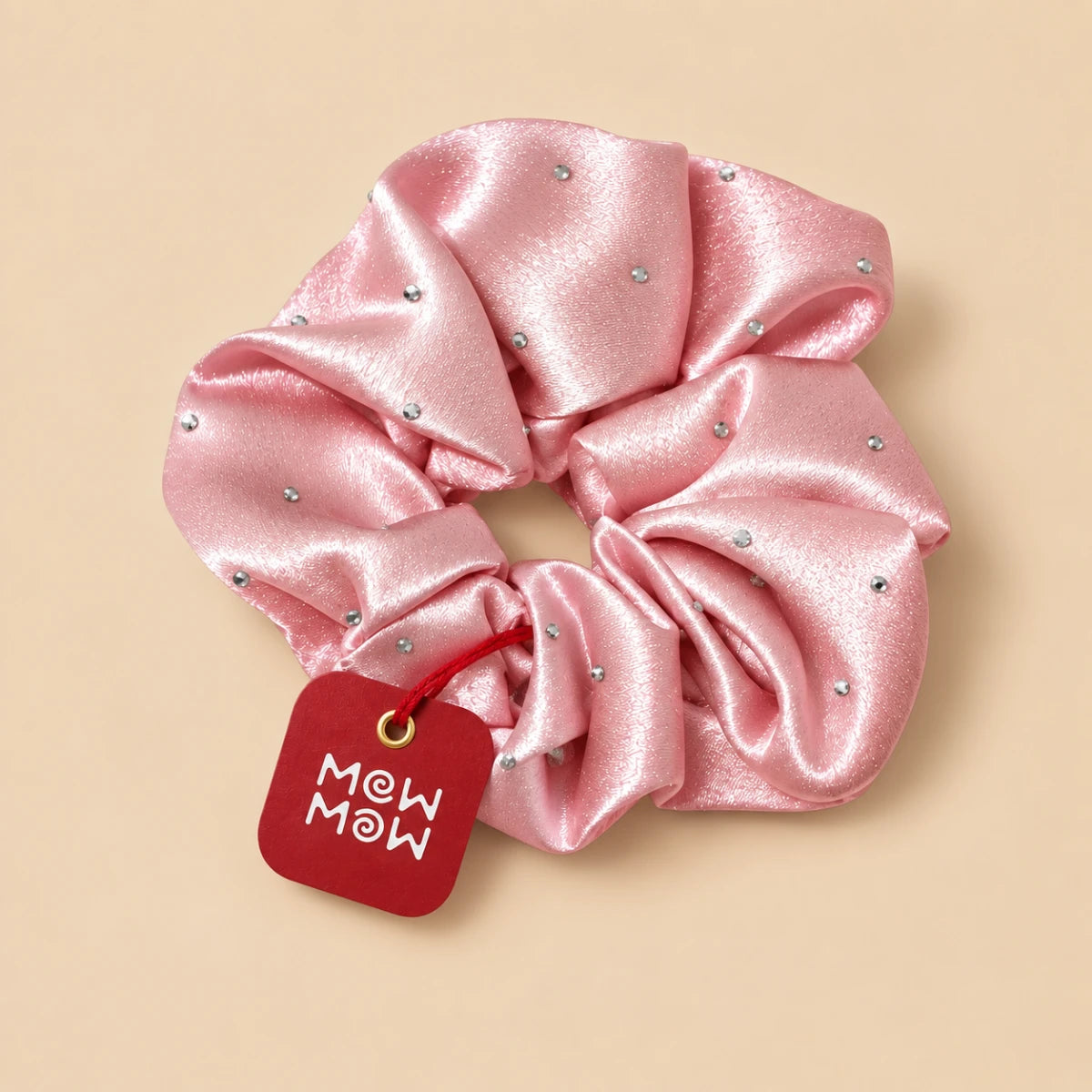 Crystal Satin Scrunchie - Pink