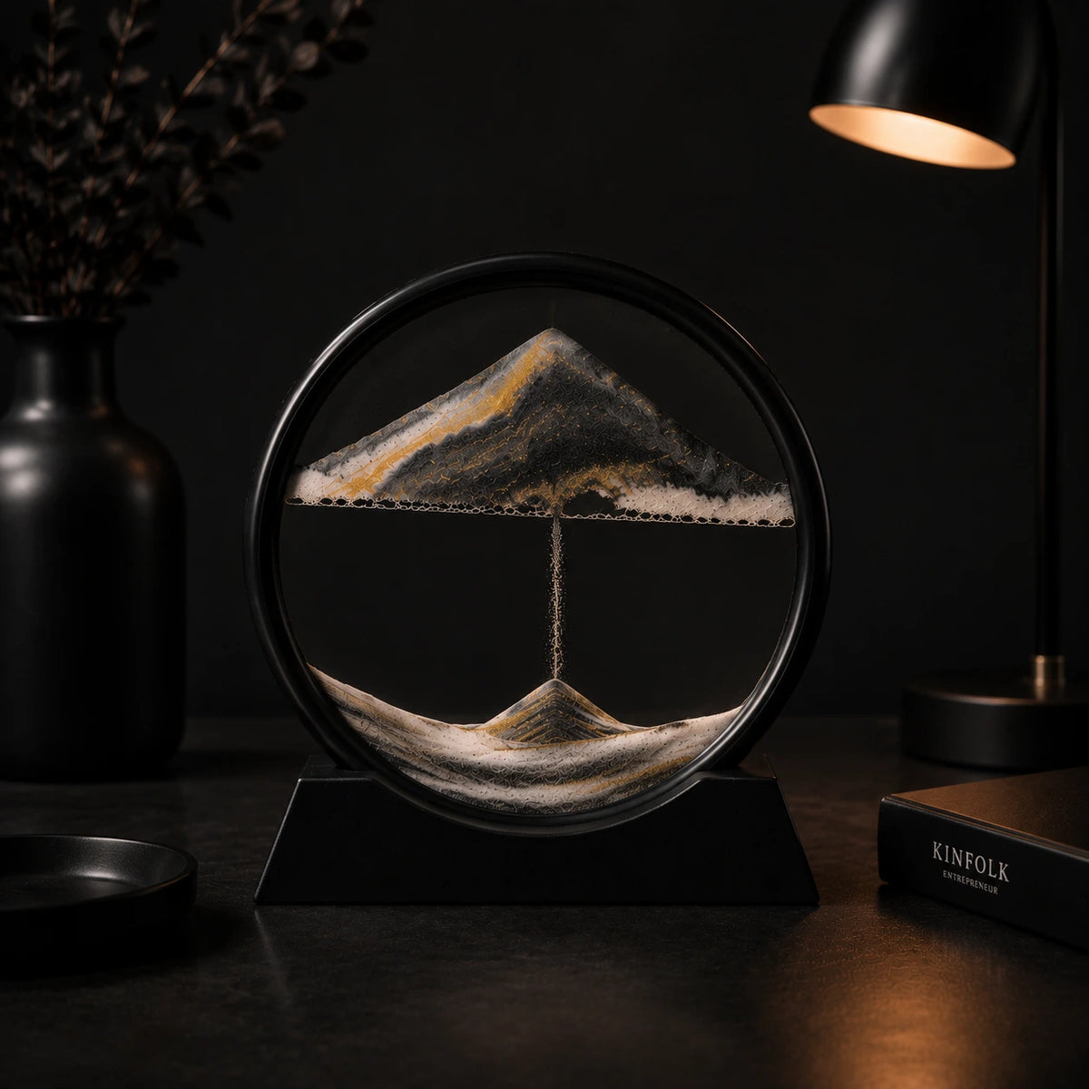 Moving Sand Art Decor – Black & Gold