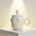 Bear Drip Mug with Silicone Lid & Bear Spoon - Pastel Off White