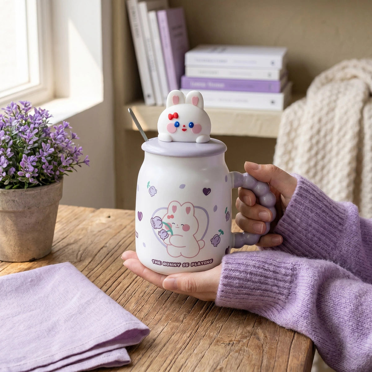 Bunny Mug with Lid & Spoon