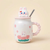 Bunny Mug with Lid & Spoon - Pink Bunny