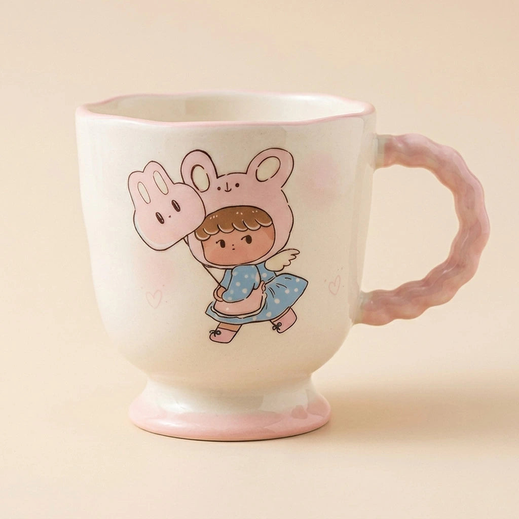 Cartoon Girl Mug - Pink