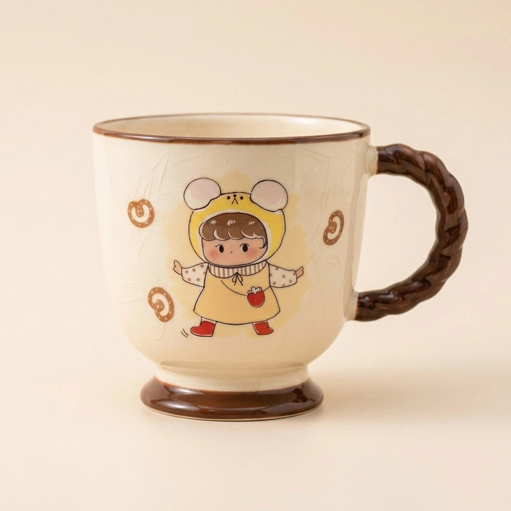 Cartoon Girl Mug - Brown