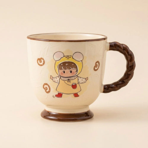 Cartoon Girl Mug - Brown
