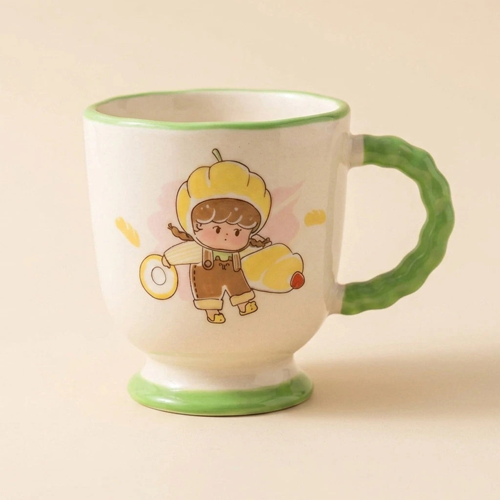 Cartoon Girl Mug - Yellow