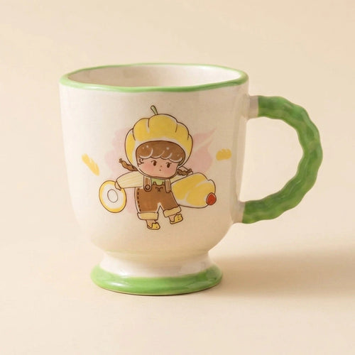 Cartoon Girl Mug - Yellow