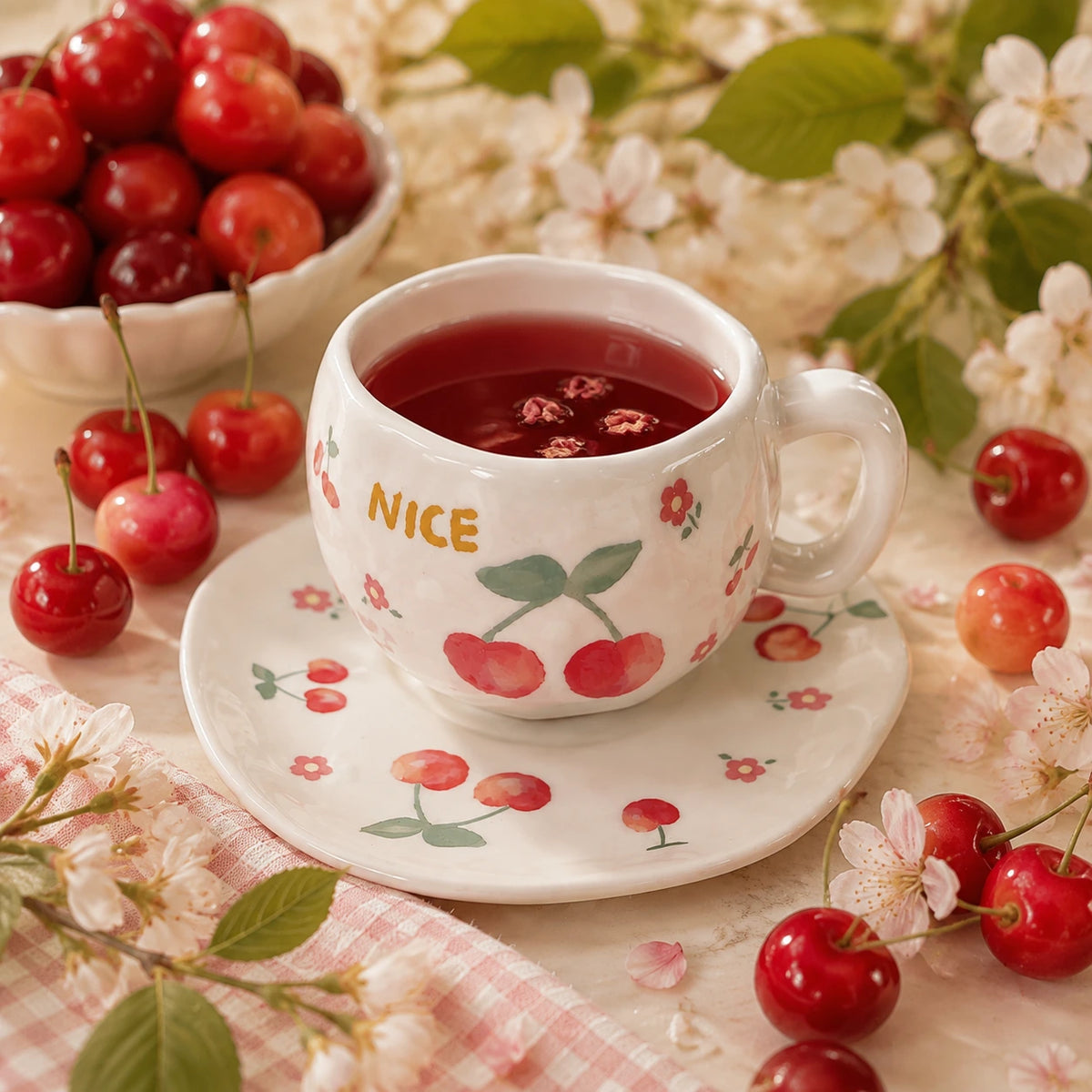Cherry Cup with Plate 🍒💕