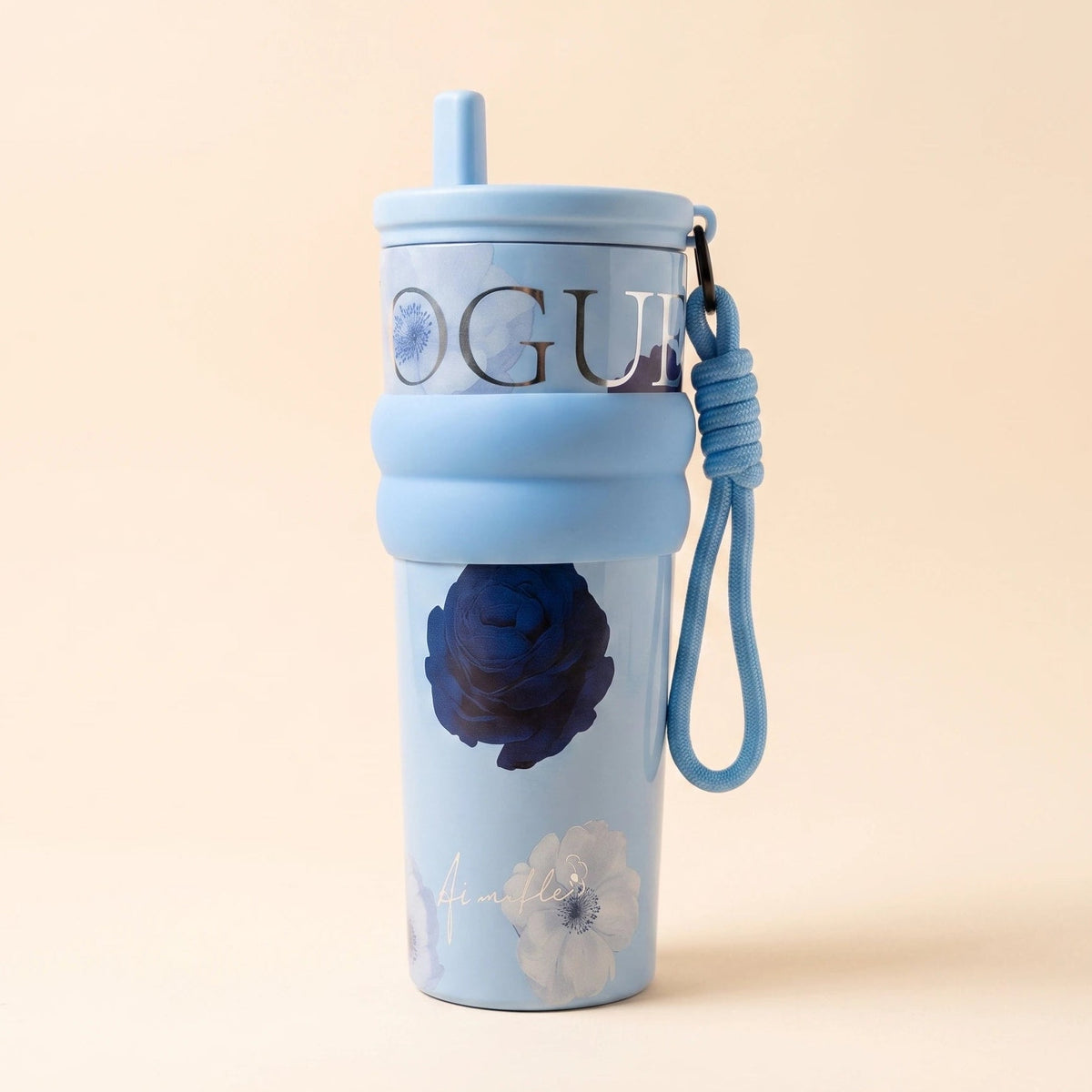Vogue Floral Tumbler – Ocean Blue 🩵