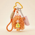 Curly Hair Doll Keychain Charm - Yellow