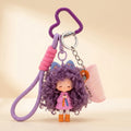 Curly Hair Doll Keychain Charm - Purple