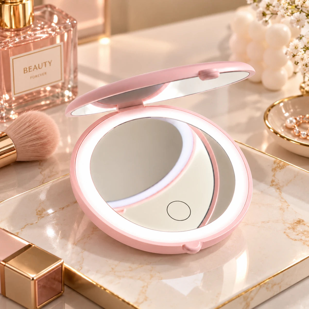 Customizable LED Pocket Mirror ✨ pink