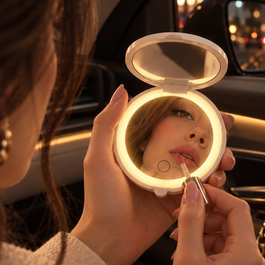 Customizable LED Pocket Mirror ✨ white