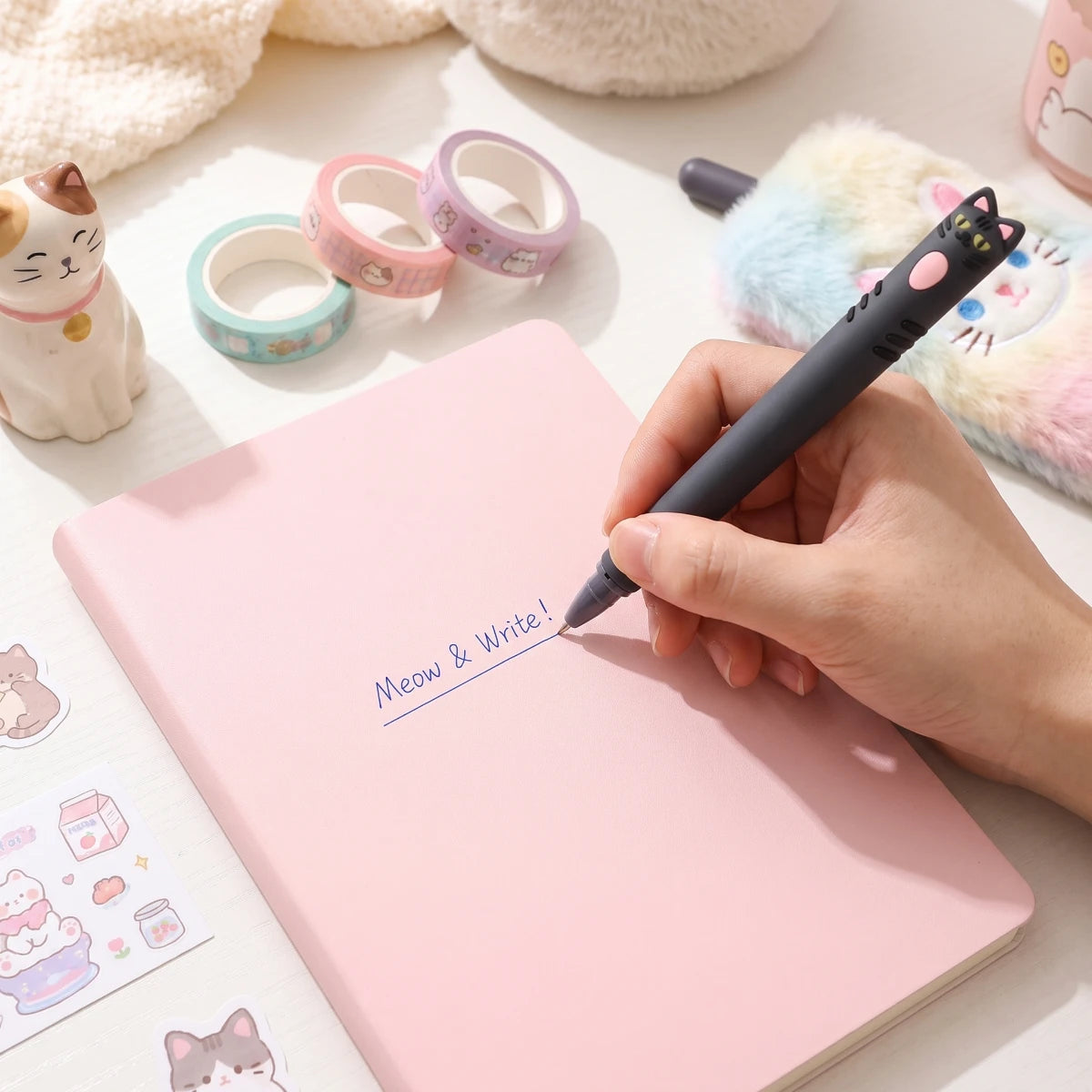 Cute Cat 0.5 mm Gel Pen – Gray 🐈‍⬛