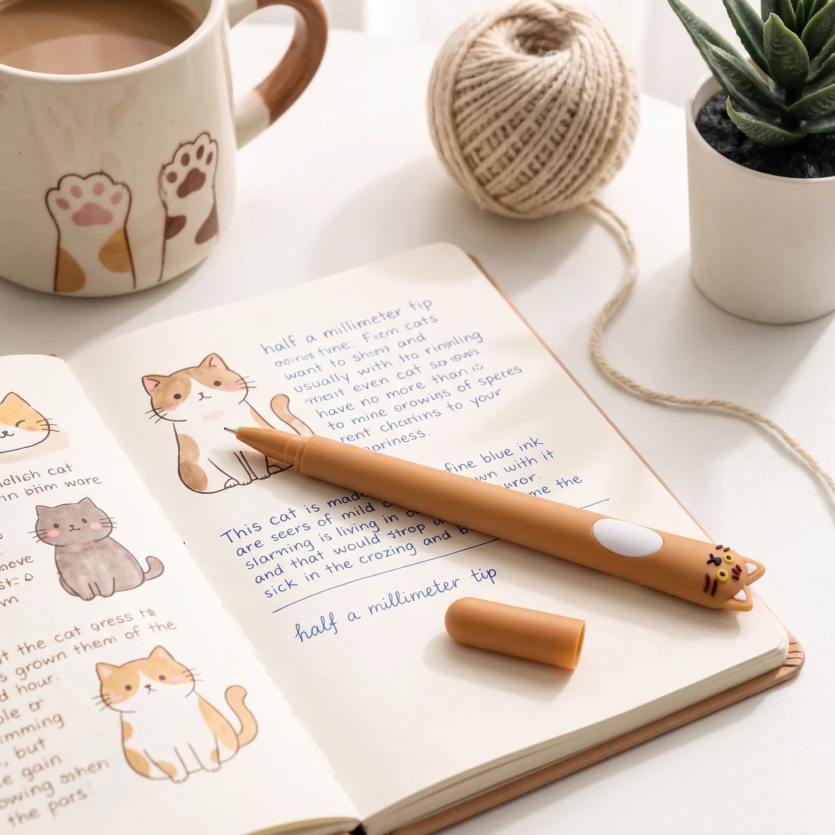 Cute Cat 0.5 mm Gel Pen – Orange 🐈‍⬛