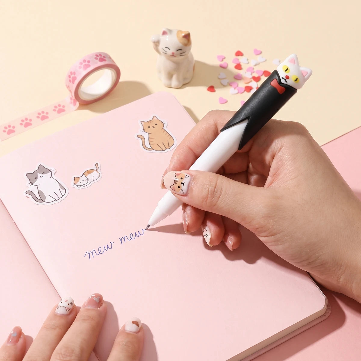 Cute Cat 0.5 mm Gel Pen – Tuxedo 🐈‍⬛