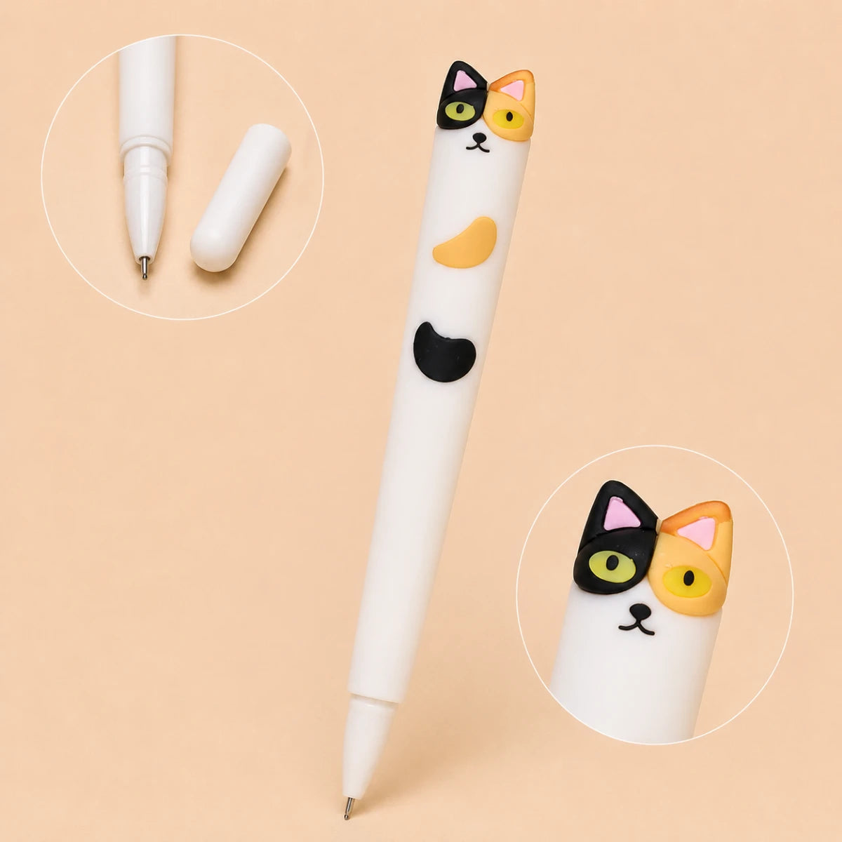 Cute Cat 0.5 mm Gel Pen – Calico 🐈‍⬛