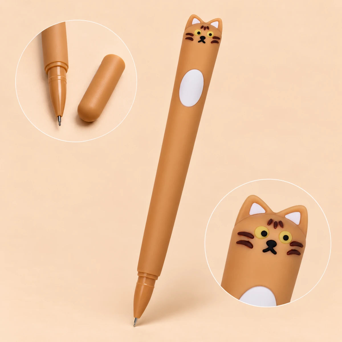 Cute Cat 0.5 mm Gel Pen – Orange 🐈‍⬛