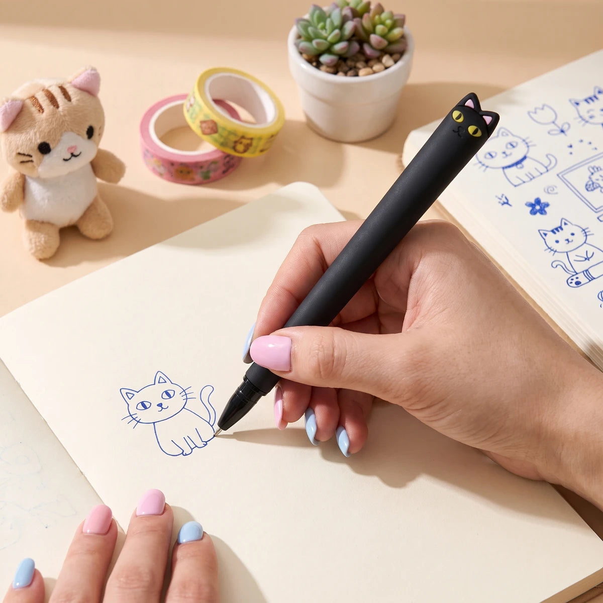 Cute Cat Gel Pen – Black Cat 🐈‍⬛