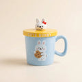 Cute Bunny Mug with Ceramic Lid & Bunny Spoon - Cookie Blue