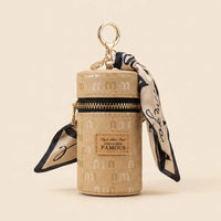 Cylinder Coin Pouch Charm - Beige