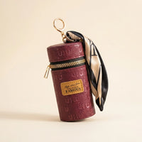 Cylinder Coin Pouch Charm - Burgundy