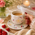 Daisy & Cherry Cup with Plate 🌼🍒