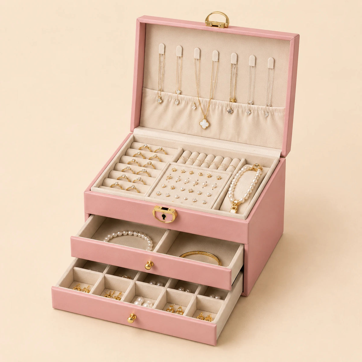 Elegant Jewelry Organizer Box – Blush Pink 🌸