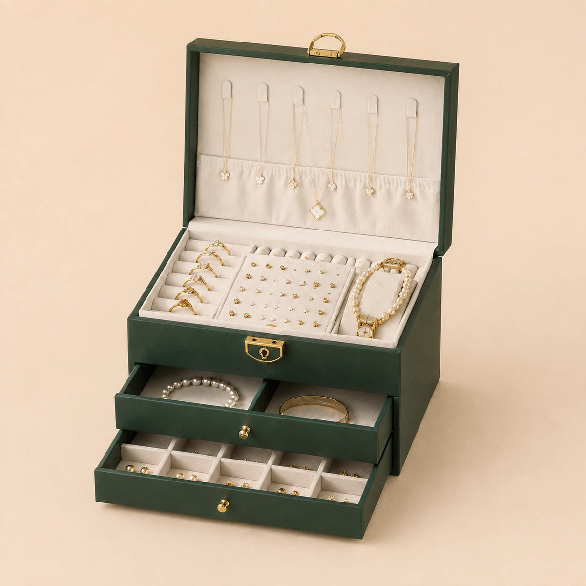 Elegant Jewelry Organizer Box – Forest Green 💚