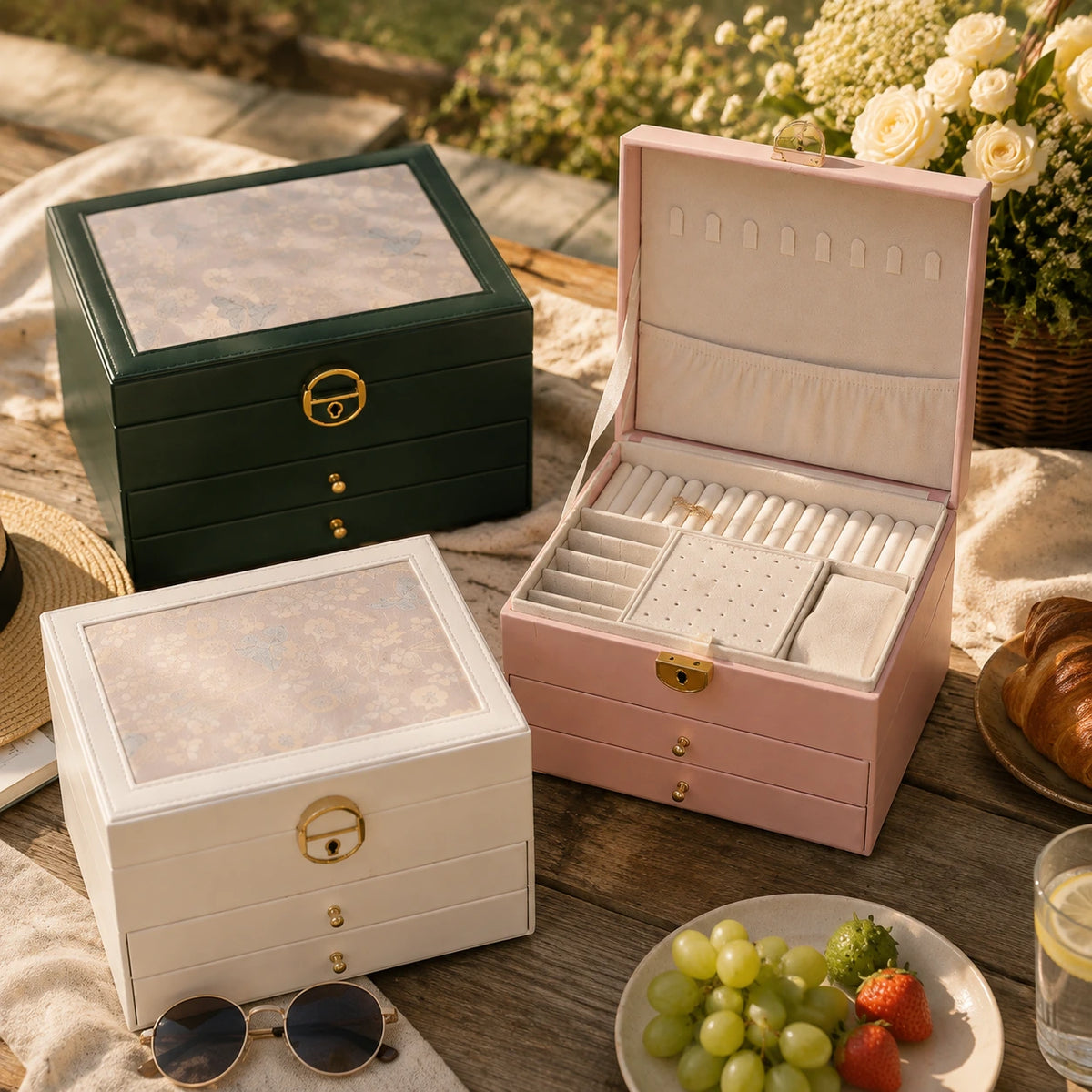 Elegant Jewelry Organizer Box – Cloud White 🤍