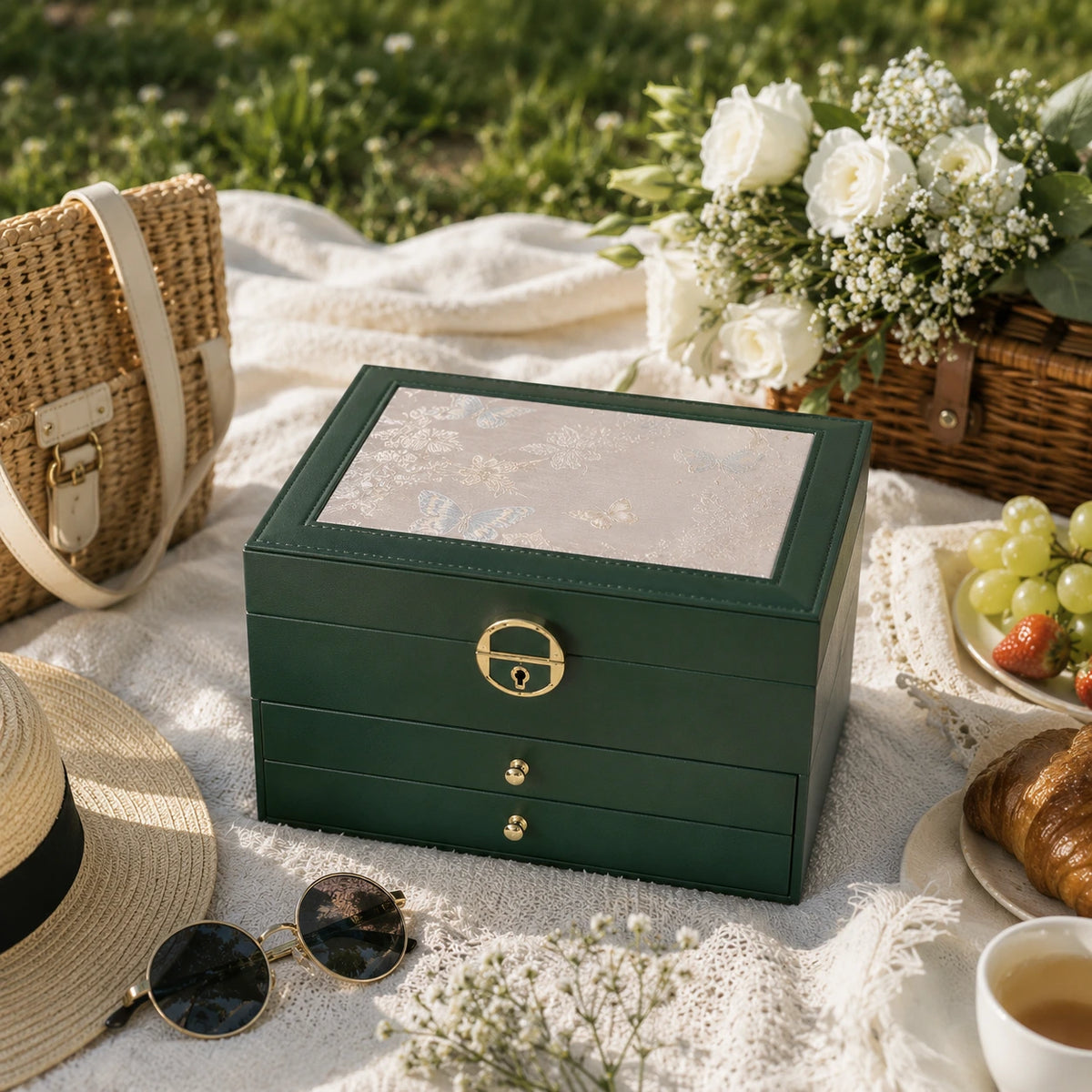Elegant Jewelry Organizer Box – Forest Green 💚