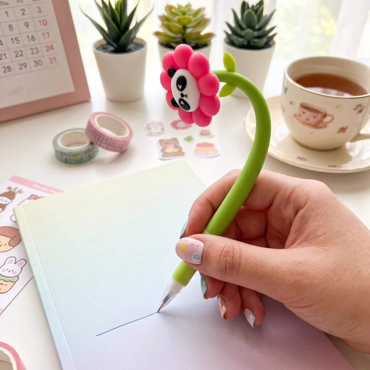 Flower Panda Flexible Silicone Pen - Purple