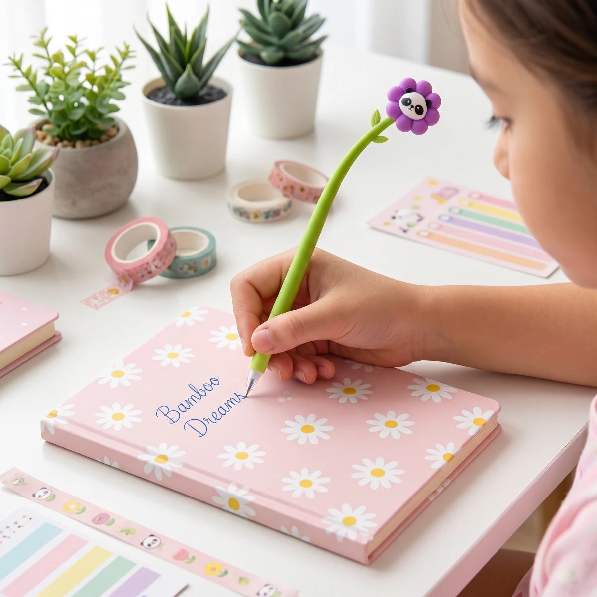 Flower Panda Flexible Silicone Pen - Blue